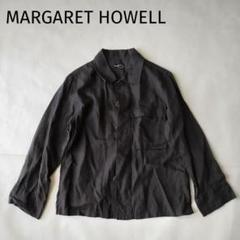 人気 M マーガレットハウエル リネン 麻 長袖シャツ ブラック 黒 DRY WOOL LINEN PLAINWEAVE SHIRT | MARGARET HOWELL