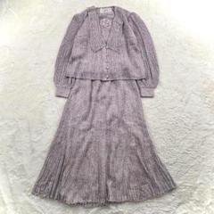 ☆k722【ジャコル】M相当 ピンク系 スカートセットアップ ラメ糸 ストレッチ