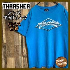 スラッシャー フレームロゴ スカイブルー L メンズ USA古着半袖 Tシャツのサムネイル
