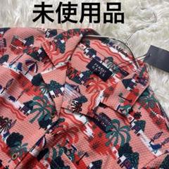 ●希少　サンプル未使用品　パーリーゲイツ　ゴルフ　総柄シャツ　刺繍ロゴ