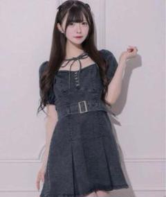 pium ピウム プリーツベルトデニムワンピース pium ピウム プリーツベルトデニムミニワンピース - メルカリ