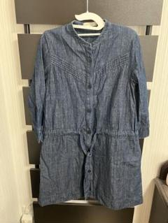 デニムブルー シャツワンピース 七分袖のサムネイル
