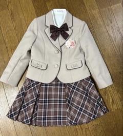 美品 SAKURA フォーマルスーツ ベージュ チェック柄 卒園式 入学式