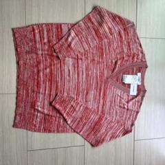 【待望★】 J&M DAVISON 赤系ストライプ Vネックニット トップス