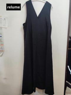 美品 relume 黒のノースリーブロングワンピース