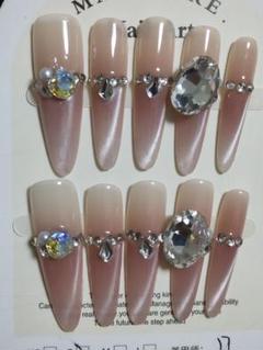 グラデーションピンク ネイルチップ 10個セットSサイズ