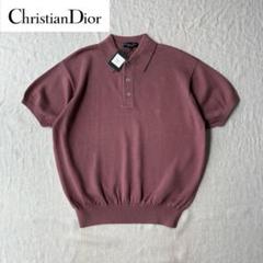 クリスチャンDior      レディース　編み込みニット ポロシャツ　M Christian Dior ディオール ニットポロシャツ 半袖 刺繍ロゴ