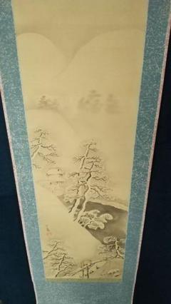 三路？筆 肉筆掛軸 芙蓉にかまきり 絹本 作者不詳