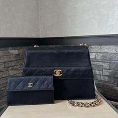 CHANEL サテン チェーンショルダーバッグ ブラック ヴィンテージ 台形のサムネイル