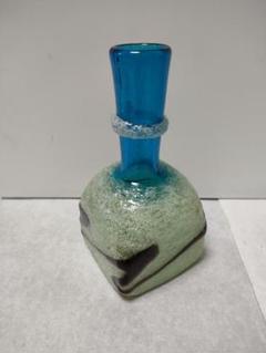 骨董　骨董　現代の名工　稲嶺盛吉　初期作品　寒色系　泡ガラス　徳利　猪口セット 現代の名工 稲嶺盛吉 初期作品 グラス