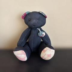 作家様　ハンドメイドぬいぐるみ　黒熊　テディベア　30㎝ ハンドメイド 手作り クマのぬいぐるみ 和柄 着物 黒 テディベア