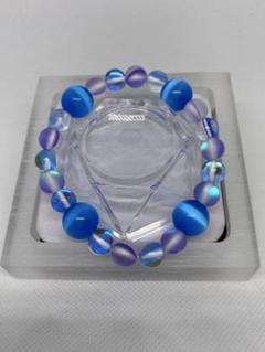 涼しげブルー✧*。大きめルナフラッシュ入りブレスレット