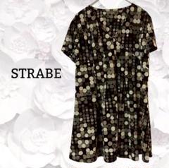 『STRABE』 チュニック 半袖 カシュクール【M】ブラックドット/水玉 薄手