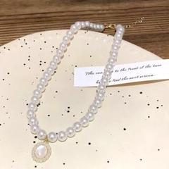 【再販】ネックレス　パール　上品　オフィス　フレンチ　ガーリー　レディース　韓国