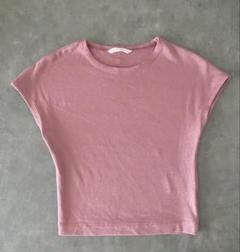 【美品】ZARA コットンモダール　クロップド丈　Ｔシャツ　ピンクのサムネイル