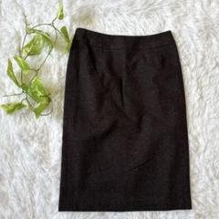 【Aquascutum】 ひざ丈スカート (L) 絹 シルク アンゴラ タイト