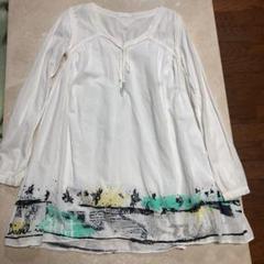 ワンピース レディース 長袖 ロングTシャツ 白