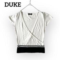 DUKE　フレンチスリーブ　ラップスタイルニットトップス【M】薄手　レーヨン
