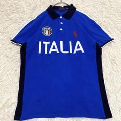 【美品•現行✨】ポロラルフローレン デカロゴ ポロシャツ ITALIA 青 L