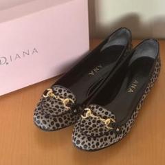 美品】DIANA24.5cmパンプス レディース ヒョウ柄ゴールド