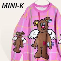 ♥️人気 ミニケー 天使のクマ柄 ゆるダボ ビッグシルエットスウェットトップ Ｆ