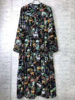 manana suerte 古着 サファリプリント 総柄 ロングワンピースのサムネイル