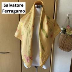 Salvatore Ferragamo 花柄シルクスカーフ イタリア製 オレンジ