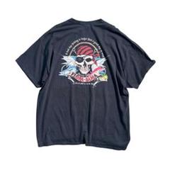 7TSM2【GILDAN】スカル＆魚　バックプリント　Tシャツ 古着used