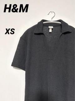 H&M 襟付き Vネック 半袖ニット トップス