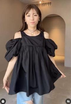 WCJ 2way パフスリーブ ブラウス パフトップス　ブラック　若槻千夏 WCJ 2way パフスリーブ ブラウス パフトップス ブラック 若槻