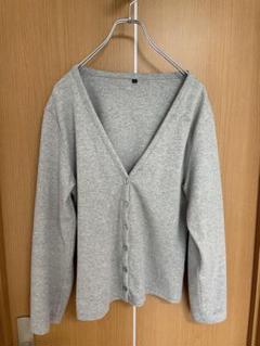 美品 グレー Vネック 長袖 カーディガン 事務 受付 L オフィス