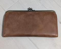 nafka レザー がま口財布　ブラウン　本革