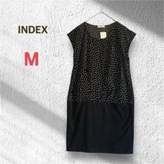 未使用 インデックス チュニック ワンピース M ブラック ドット