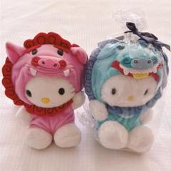 沖縄限定 ご当地キティシーサー ハローキティ 獅子衣装 ぬいぐるみ セット 沖縄限定 ご当地キティシーサー ハローキティ 獅子衣装