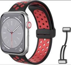 Apple Watch バンド 41mm Series8 コンパチブル 黒赤