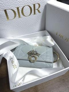【付属品完備】Dior キルティングレザーキーケース ミントグリーン