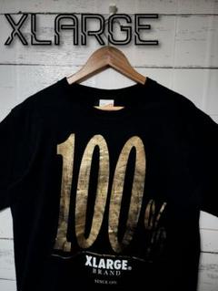 XLARGE エクストララージ Tシャツ ブラック プリント ゴールド L