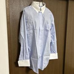 メンズ　水色 チェックドレスシャツ白襟、袖　おサイズLくらい　新品、未使用品
