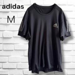 adidas アディダス◆3本ライン　ブラック半袖Tシャツ(Ｍ) とれーにんぐ