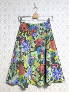 美品 KEIKO SUZUKI ケイコスズキ 花柄スカート グリーン系