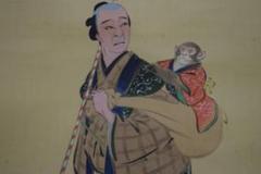 版画/長谷川小信/猿回し興次郎/布袋屋掛軸HI-953 版画/長谷川小信/猿回し興次郎/布袋屋掛軸HI-953 - メルカリ