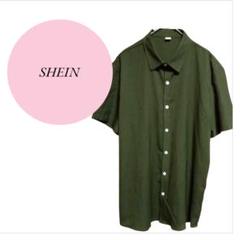 【シーイン】SHEIN♡半袖シャツ♡カジュアル♡シンプル【М】グリーン系♡春夏
