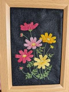 ミシン刺繍 コスモス 秋桜 お花