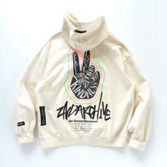 セカンドアーカイブ リフレクターバックプリント パーカー クリーム【Ｌ〜XL】
