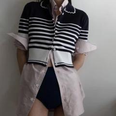 新品ROSIE SHIRT KNIT bibiyボーダー柄半袖ニットトップス