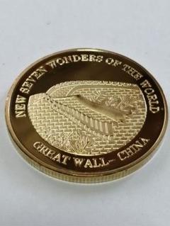 N1134 中国 2002年世界文化遺産万里の長城記念5元 大型硬貨 金色