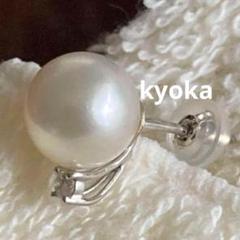 0.35 片方売り Pt900 プラチナ パール/ダイヤモンド デザイン ピアス