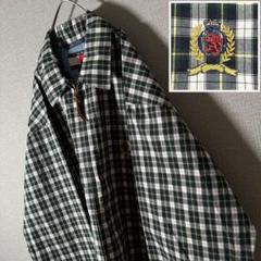 90s★オールドトミー ドリズラージャケット 薄手 チェック ロゴ刺繍 M〜L