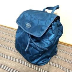 COACH コーチ ナイロン リュック 軽量 折りたたみ可 ブルー 青