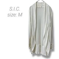 【ガウンカーディガン】S.I2.C. ボタンレス 羽織り ロング丈 ホワイト M